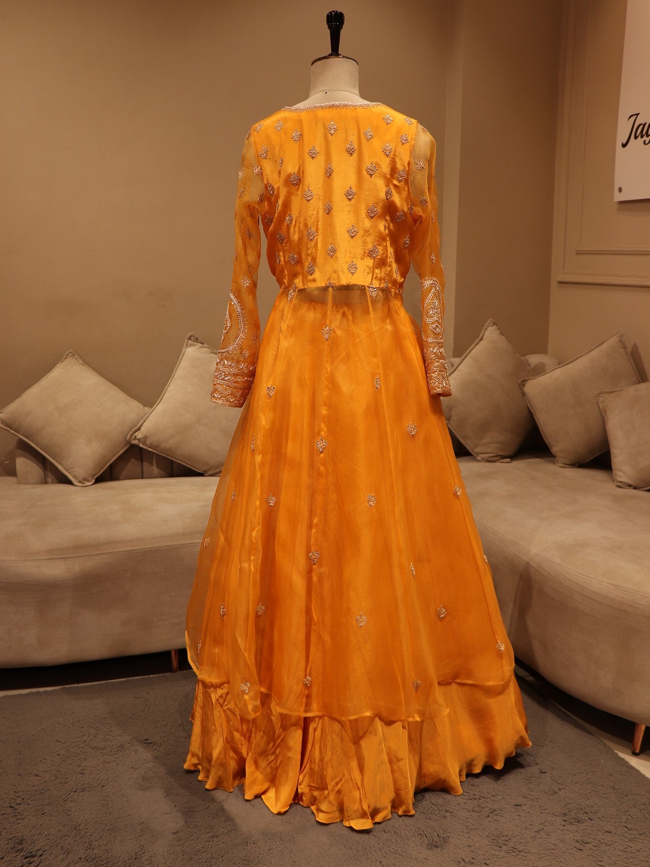 Rust ornage anarkali with skirt dupatta