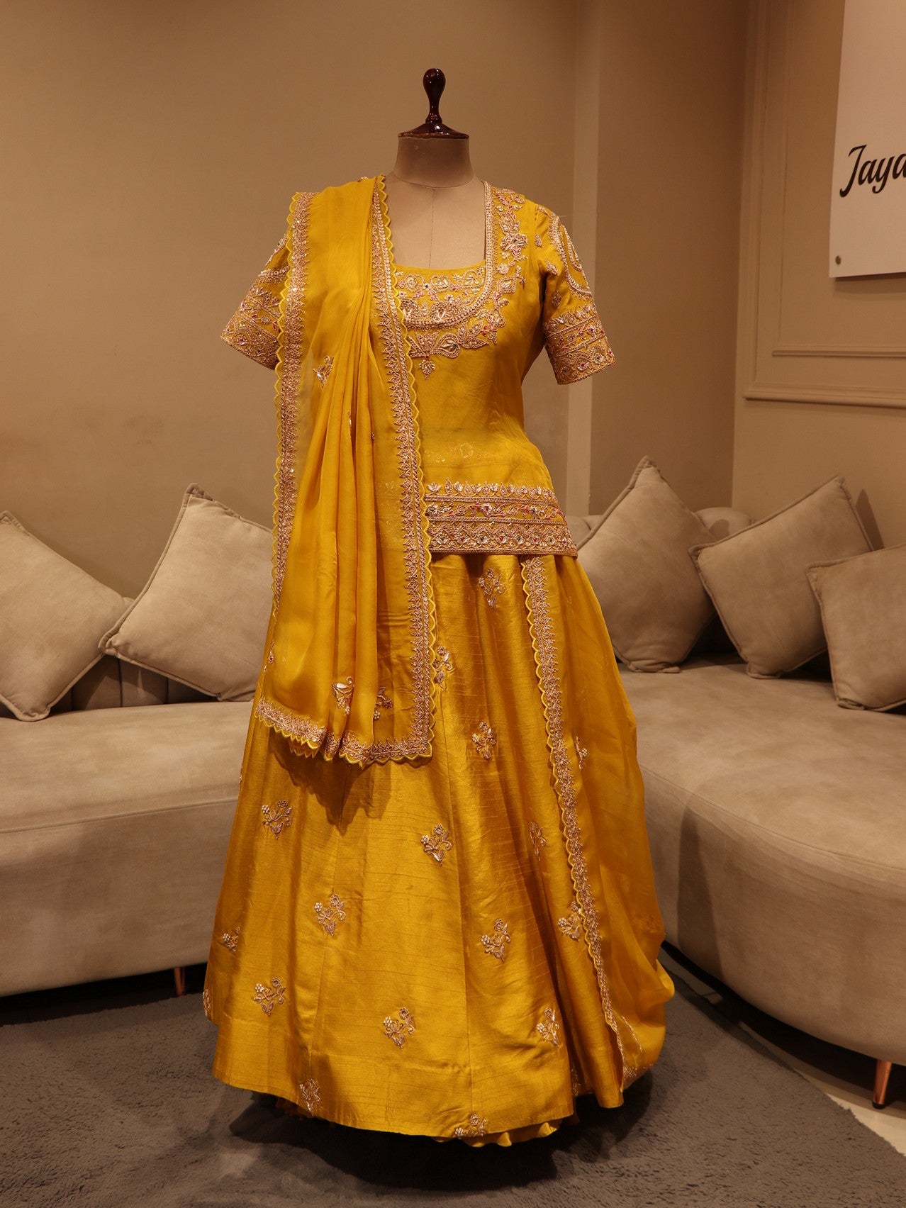 Mustard yellow short kurti with skirt dupatta