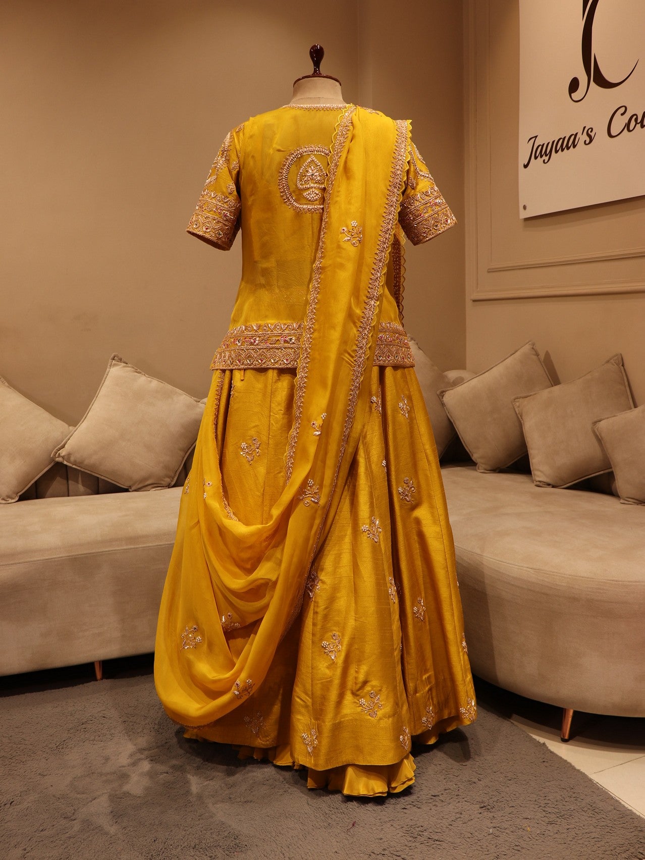 Mustard yellow short kurti with skirt dupatta