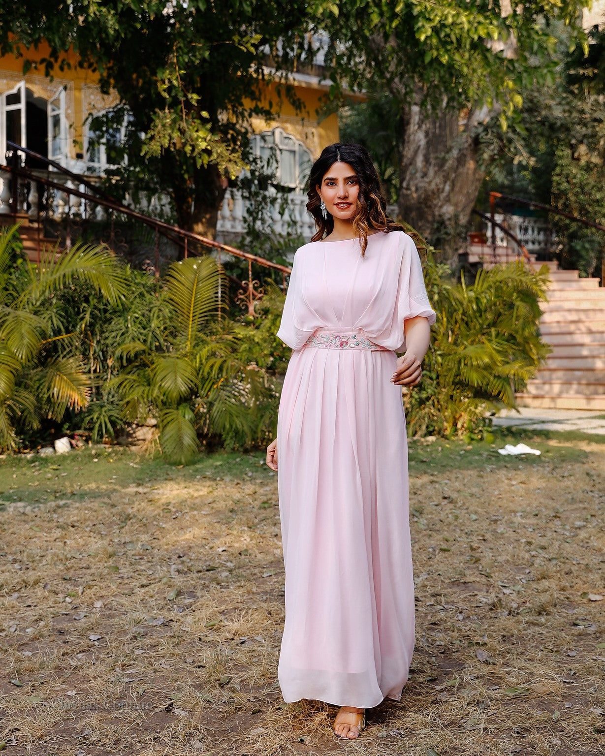 Baby Pink Gown with belt