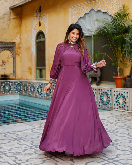 Mauve Gown with cape