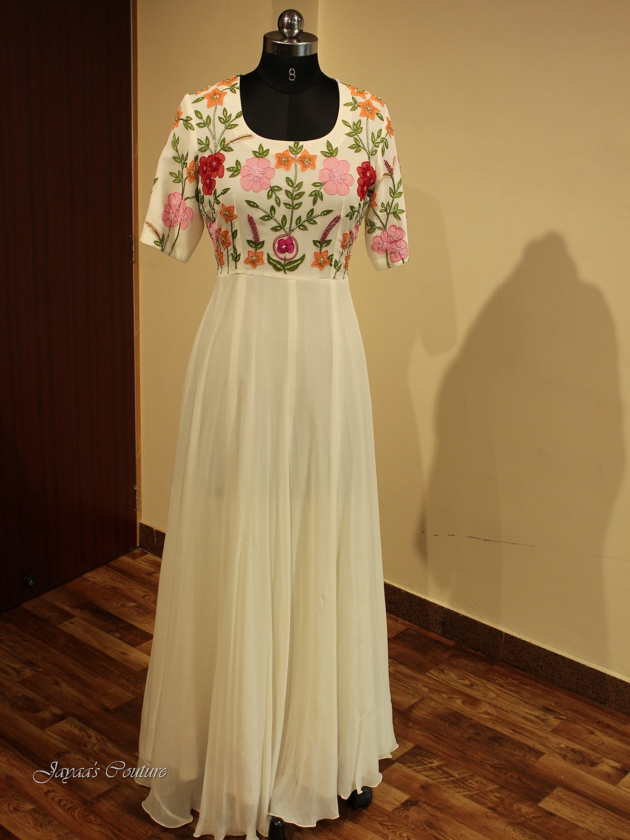 White Handpainted gown