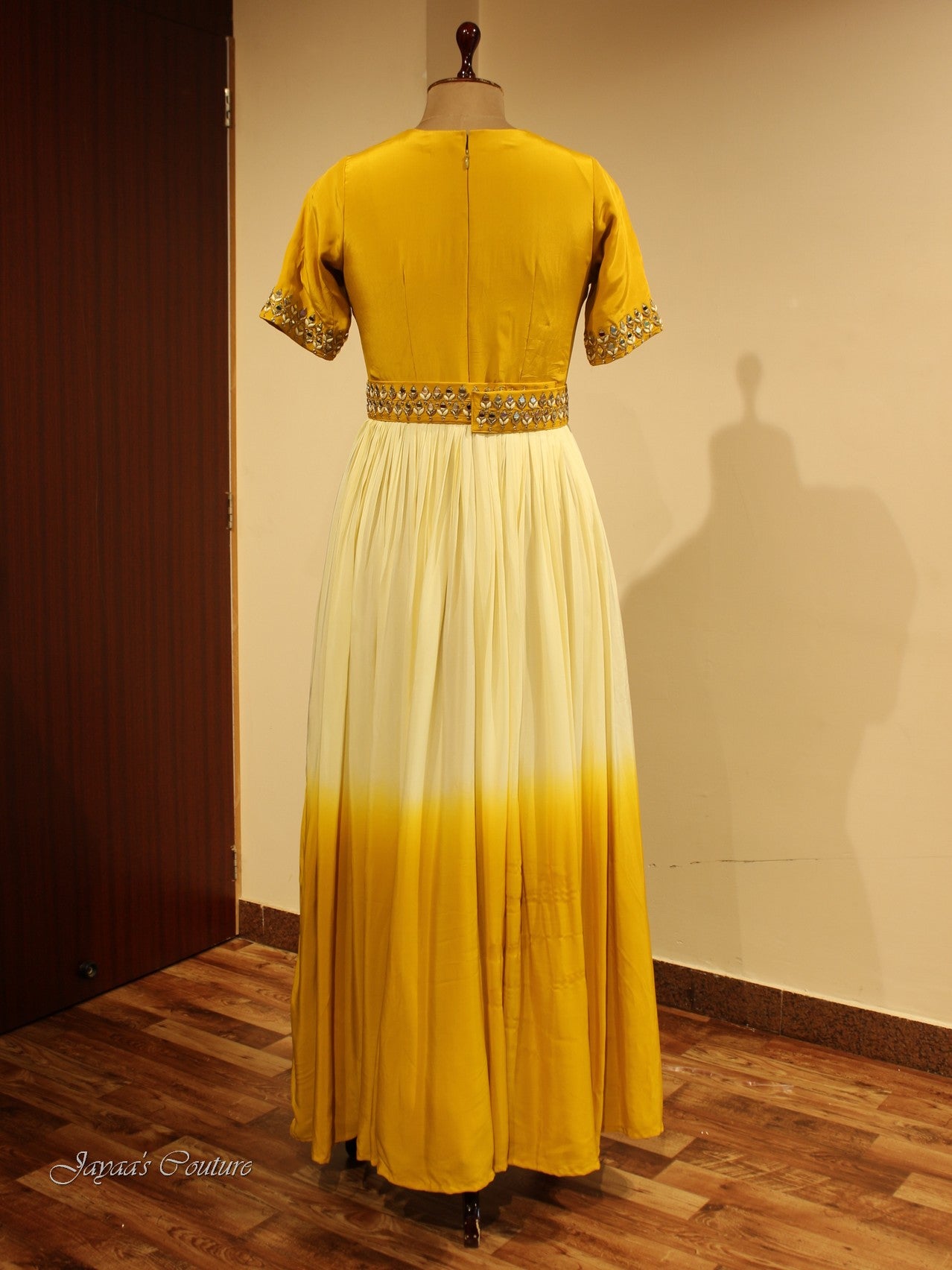 Mustard yellow gown with dupatta