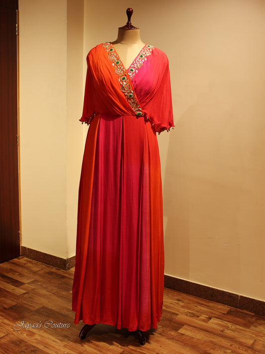 Orange rani shaded gown