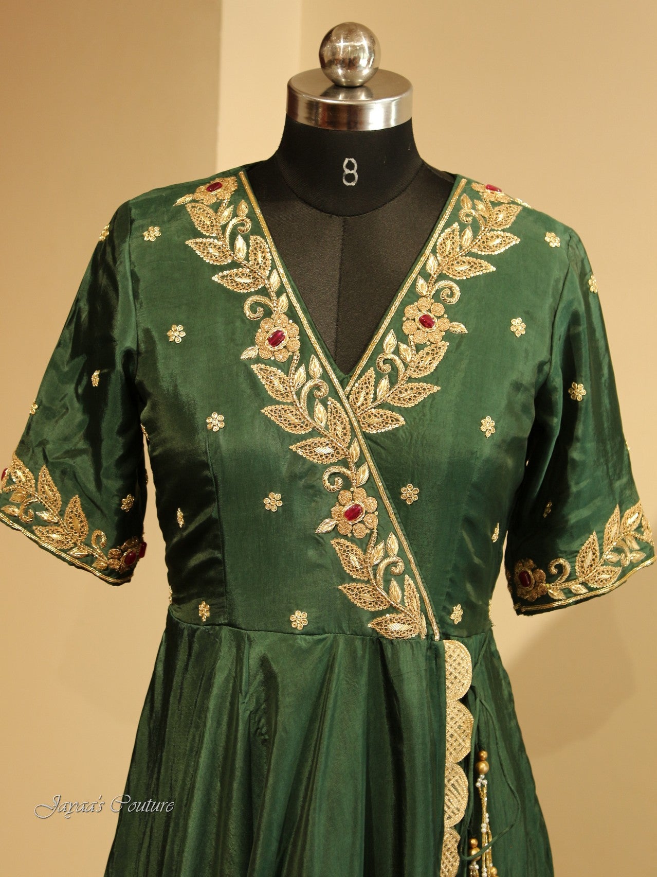 Drak green gown with dupatta
