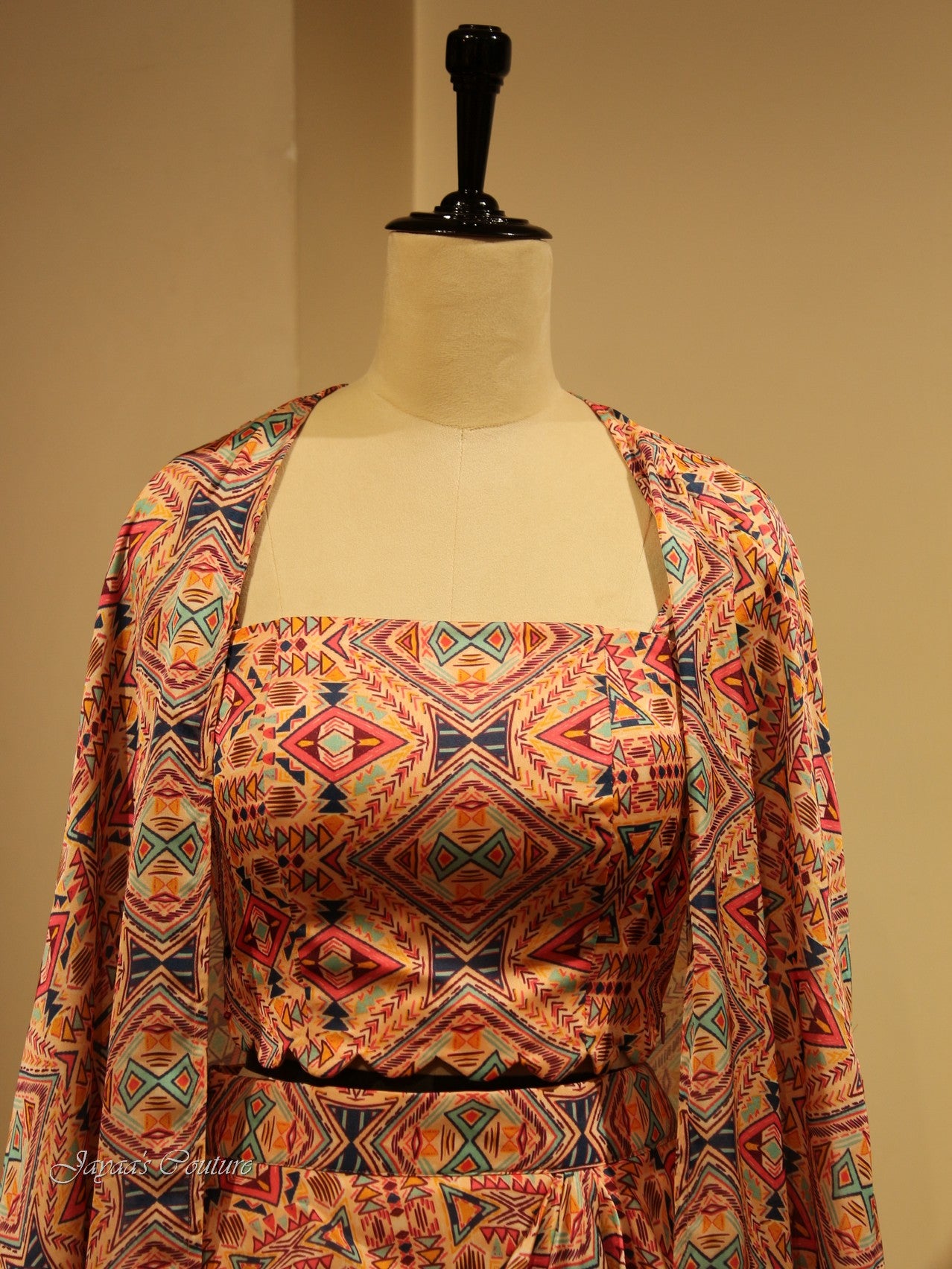 Printed Crop top with drape skirt