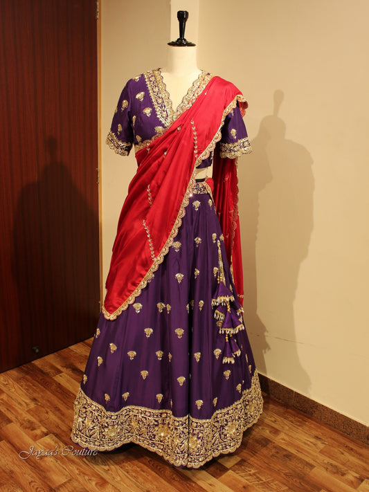 Dark purple lehenga with dupatta