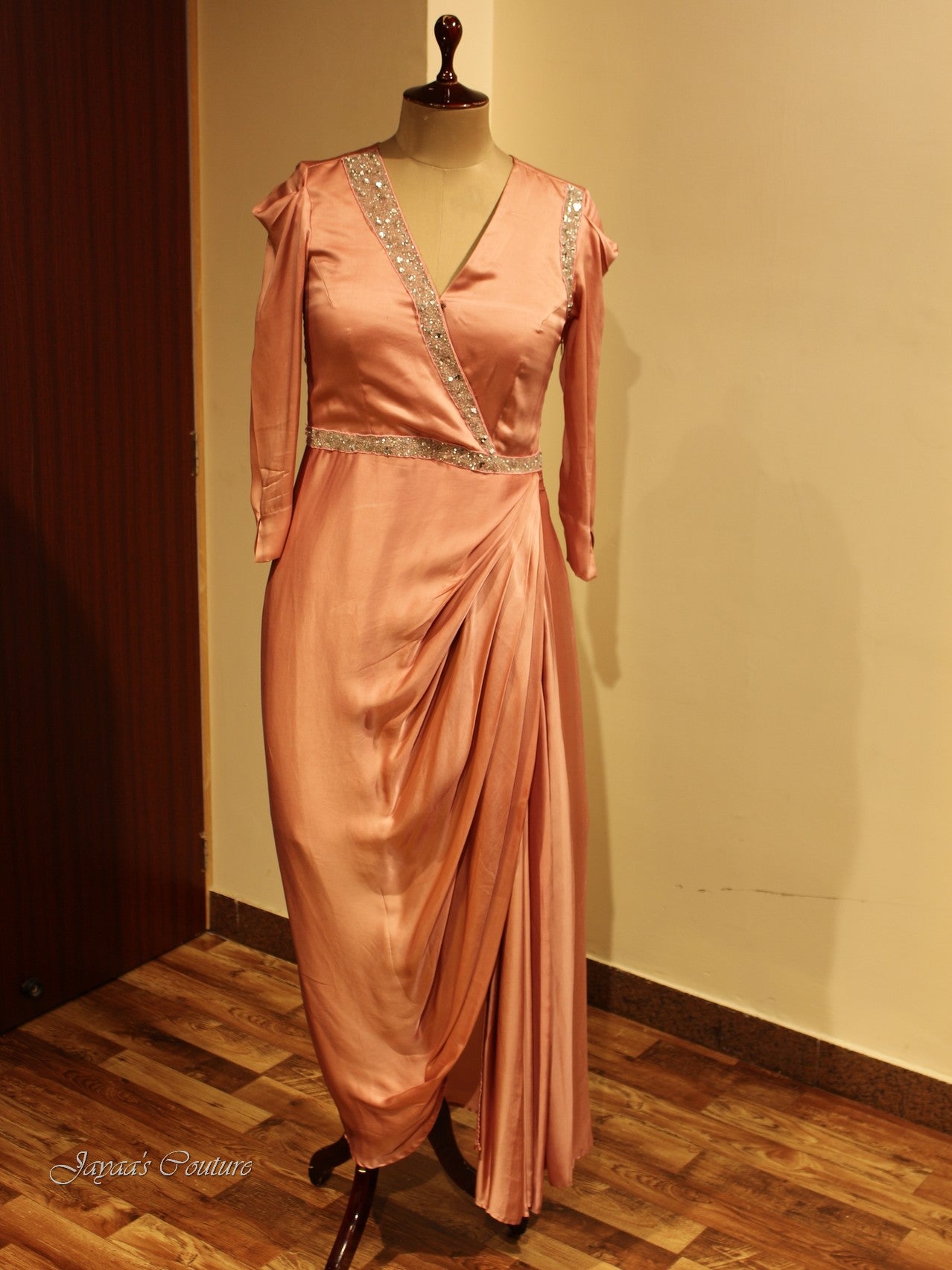 Couture Rose Gold Long Evening Dress Tina Holly Couture TA823 Rose