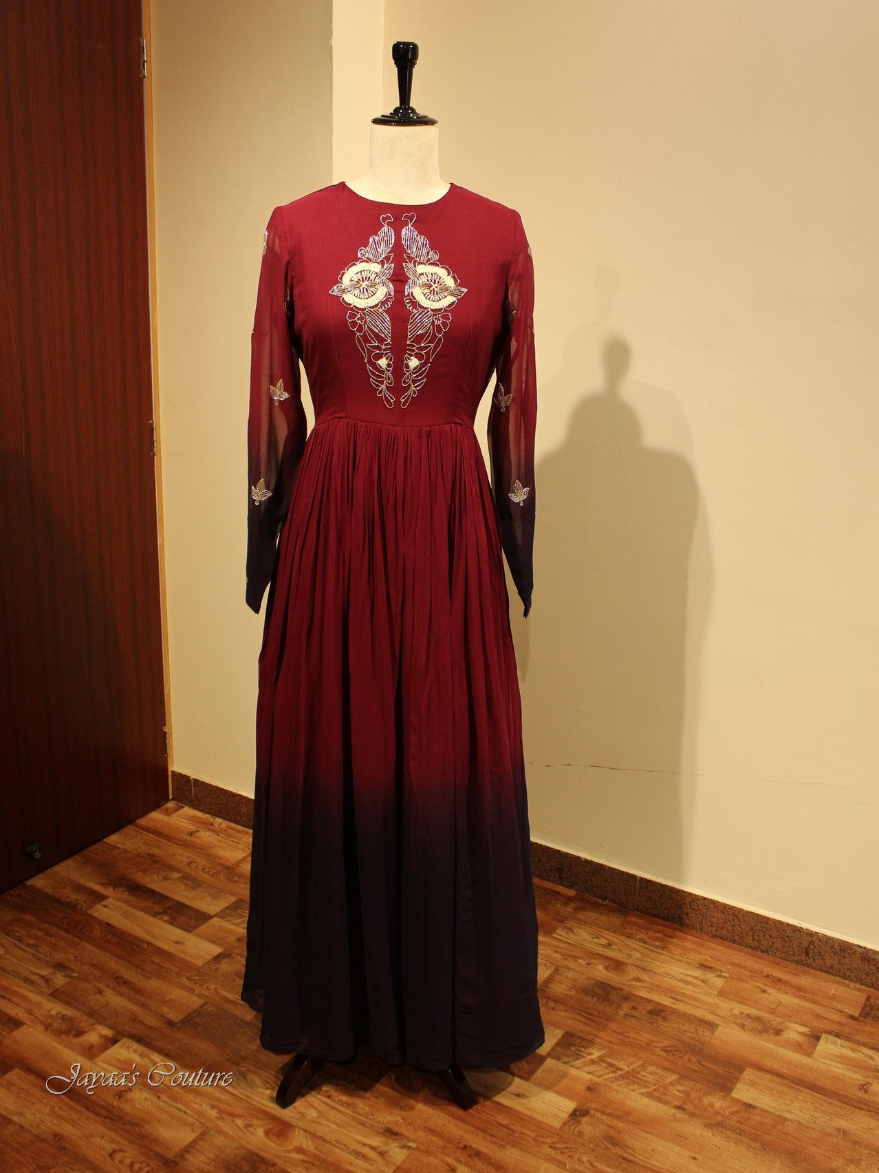 Maroon shaded gown