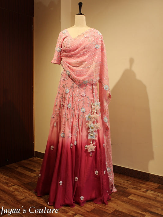 Onion pink shaded lehenga set