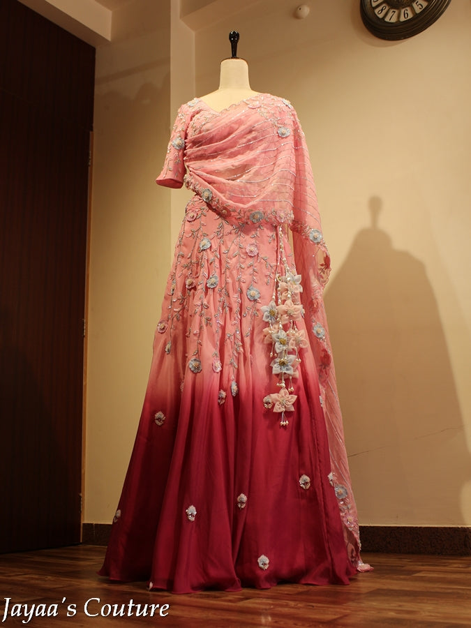 Onion pink shaded lehenga set