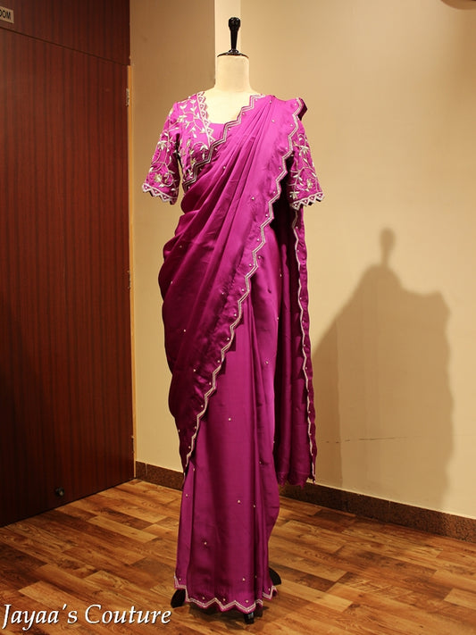 Purple saree with blouse