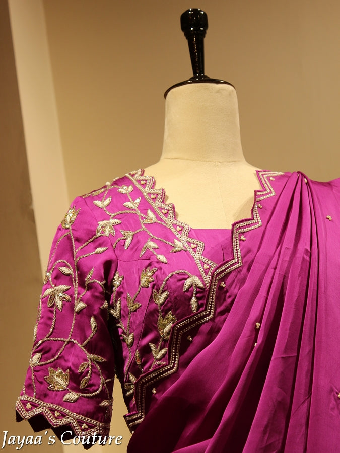 Purple saree with blouse
