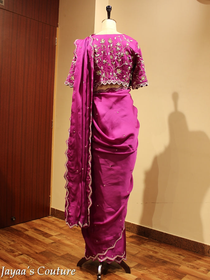 Purple saree with blouse