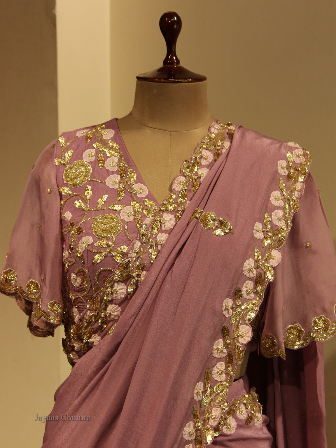 Mauve saree with blouse