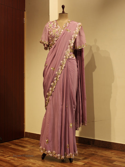 Mauve saree with blouse