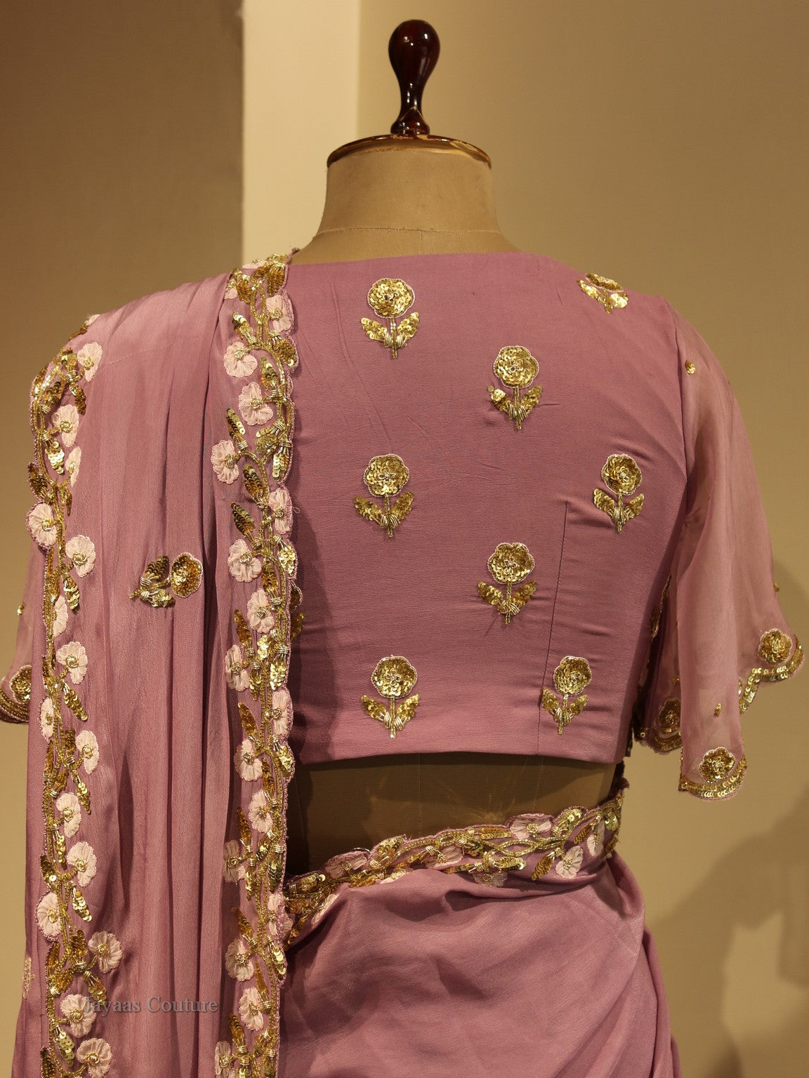 Mauve saree with blouse