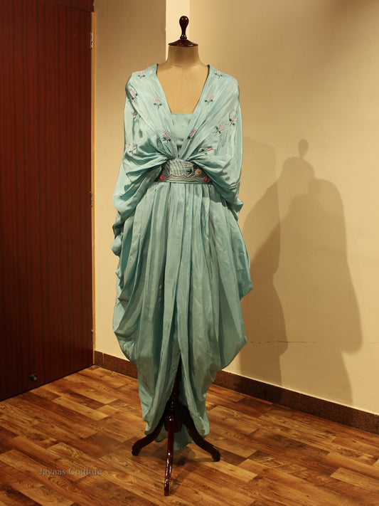 Grey sea green drape co-ord set