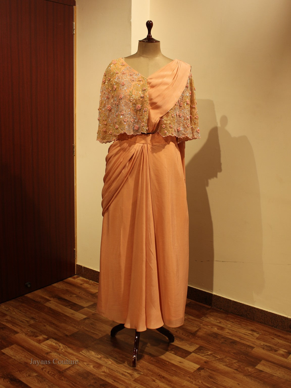 Peach Rose gold cape with skirt