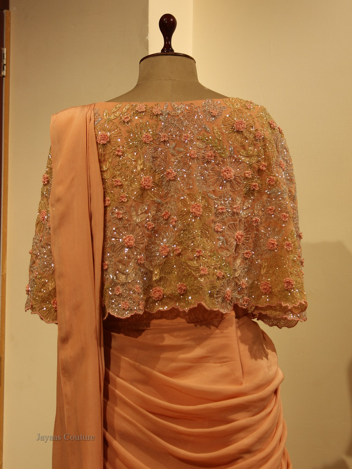 Peach Rose gold cape with skirt