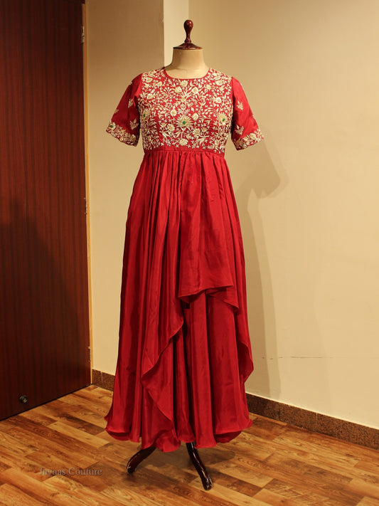 Maroon drape gown