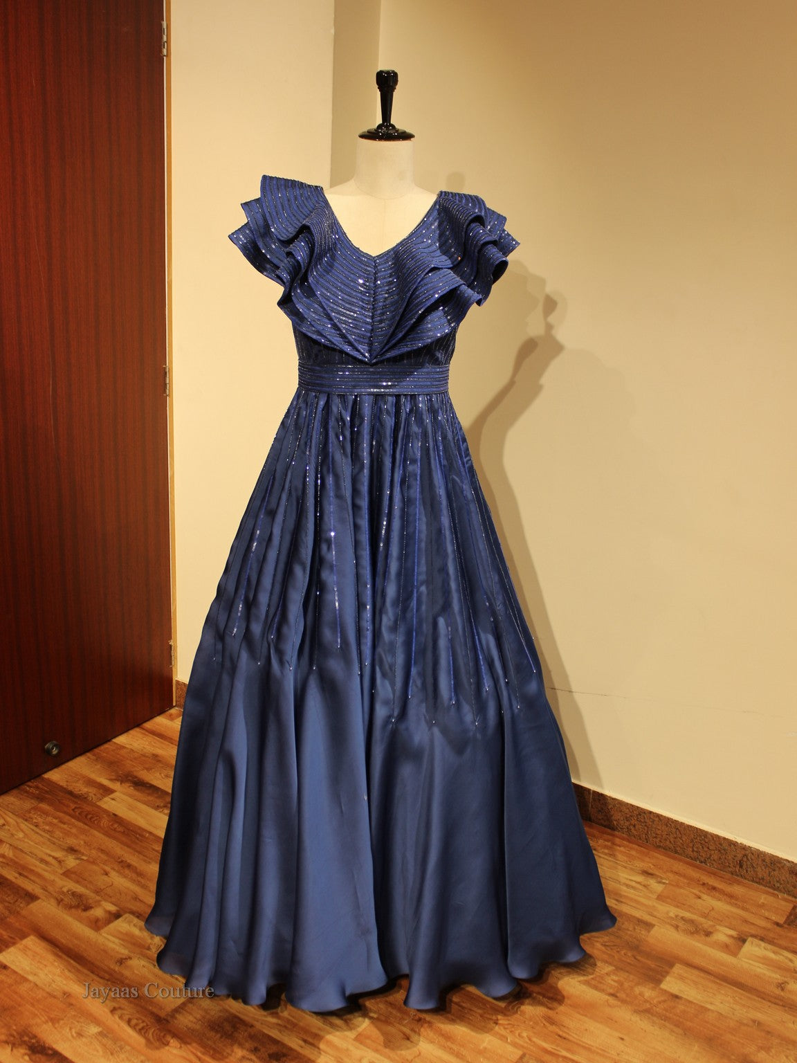 Navy blue drape gown