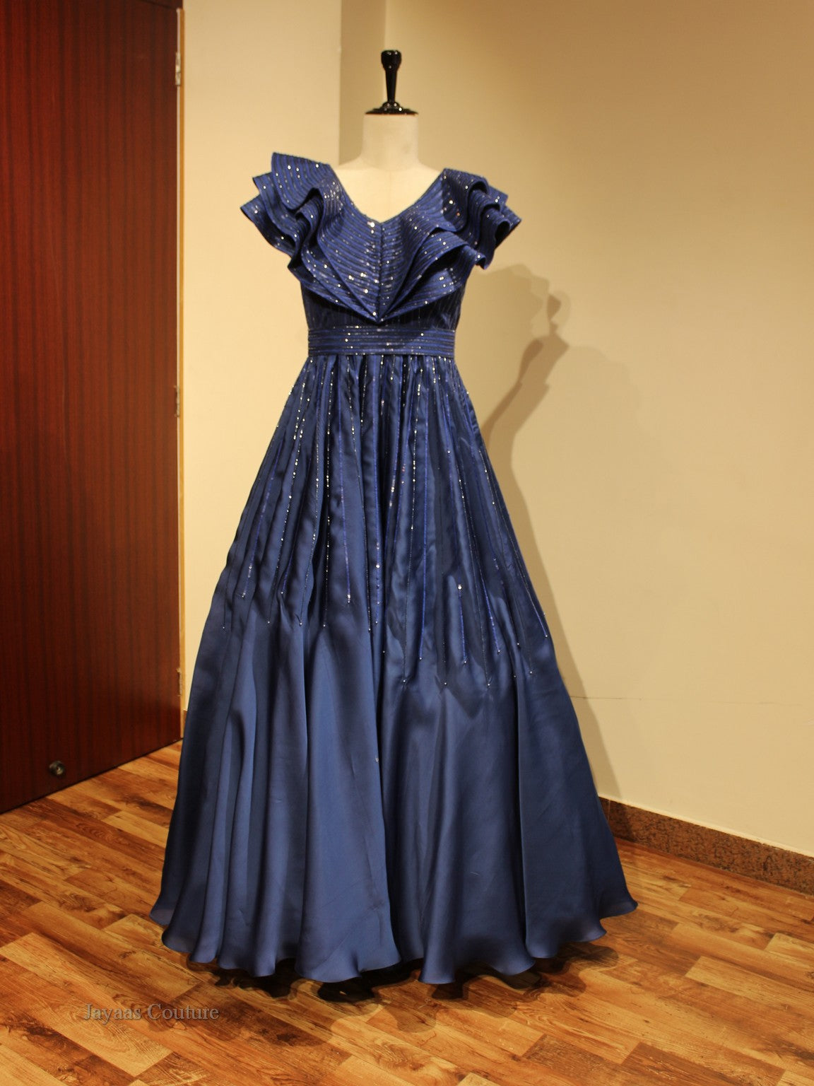 Navy blue drape gown