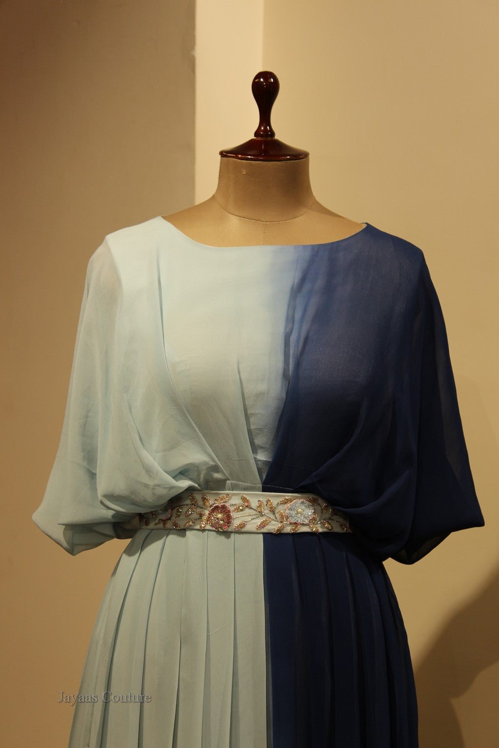 Blue shaded tunic with belt
