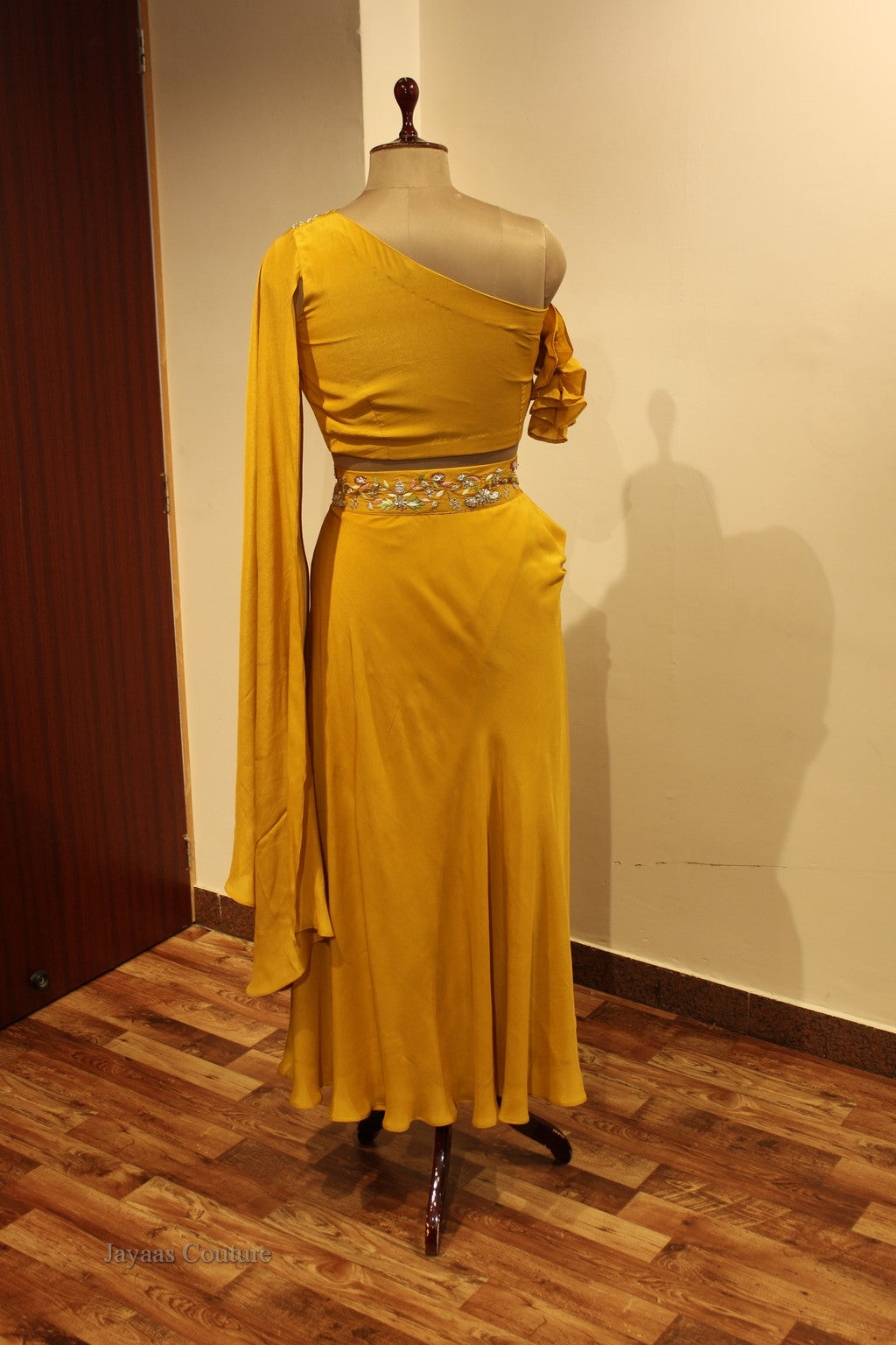 Mustard Yellow crop top with skirt