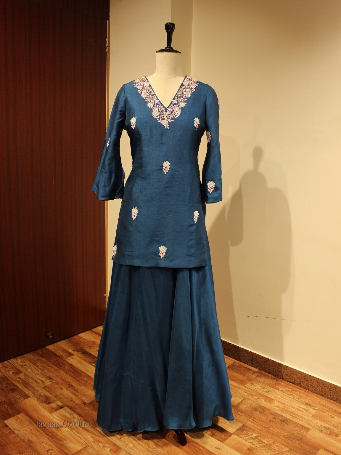 Blue kurta with skirt and dupatta