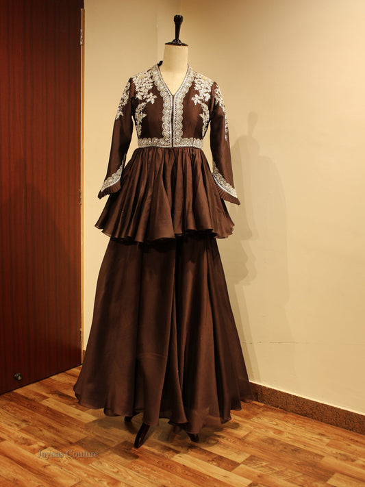 Brown peplum with skirt