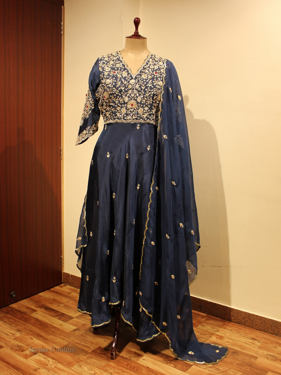 Blue gown with dupatta