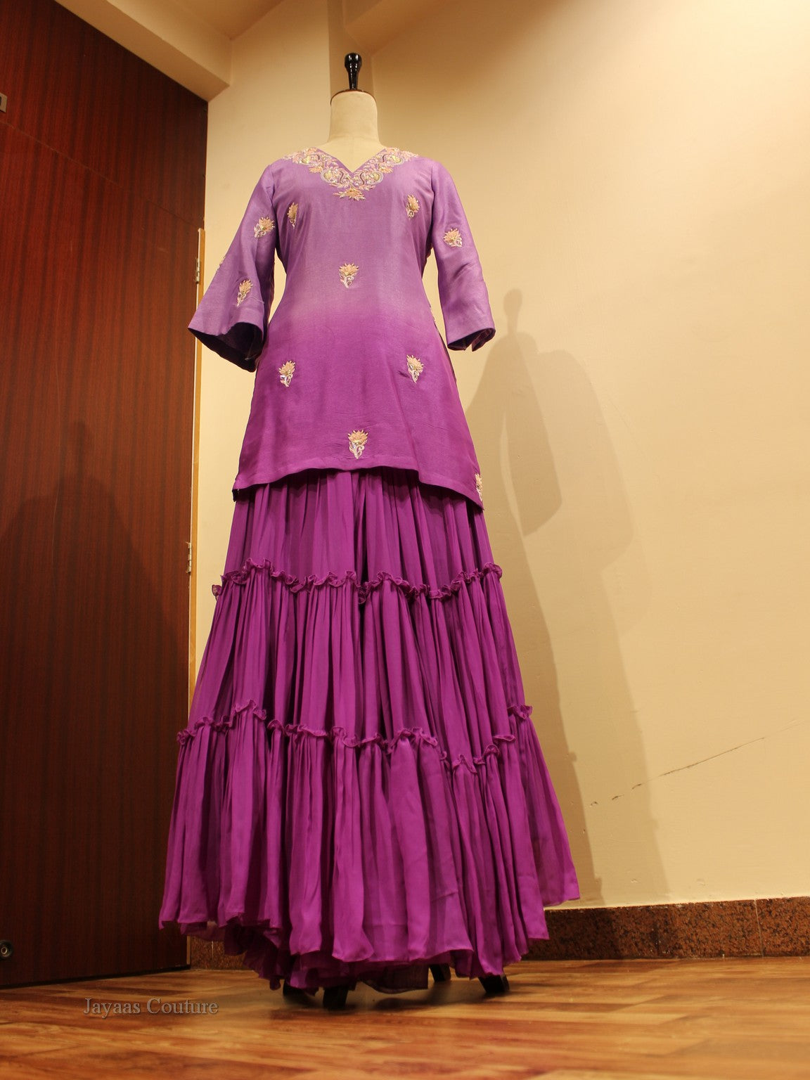 Purple shaded kurta with skirt and dupatta