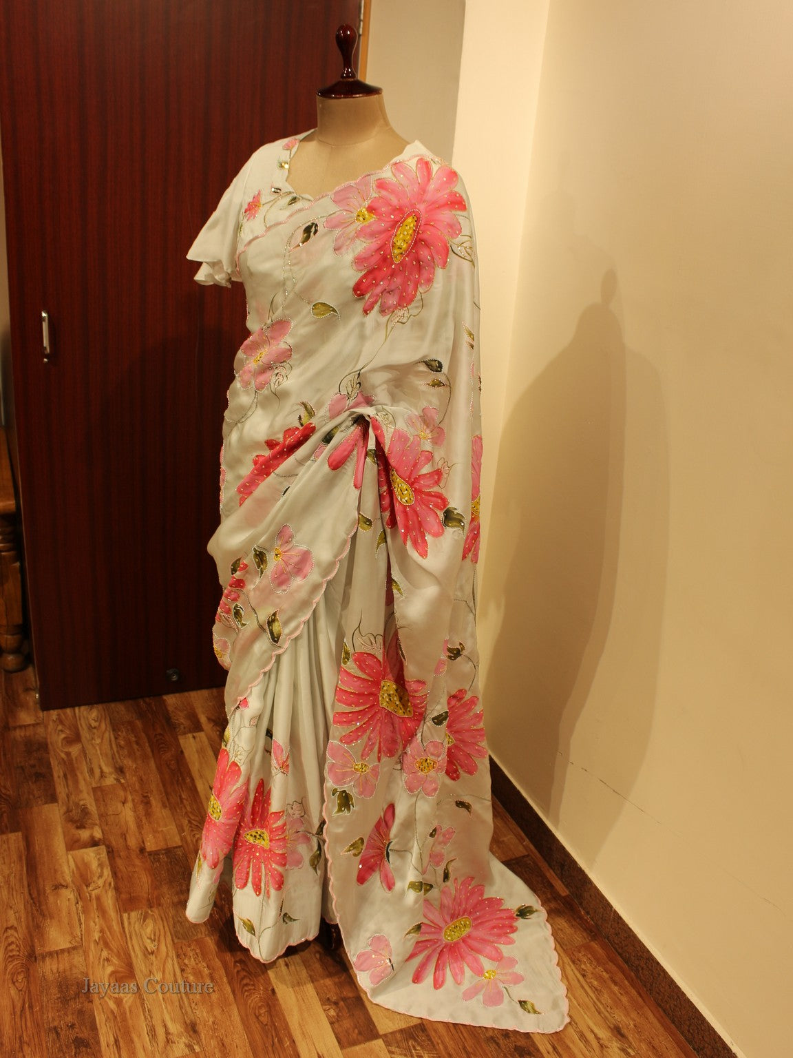 Off White Hand painted saree