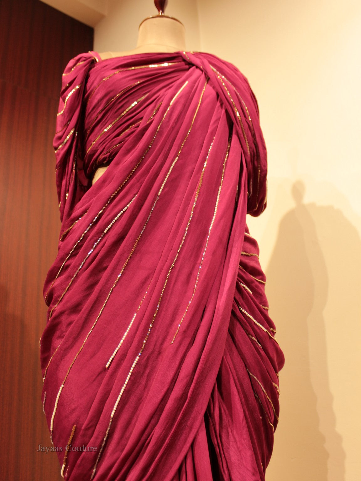 Maroon Drape saree