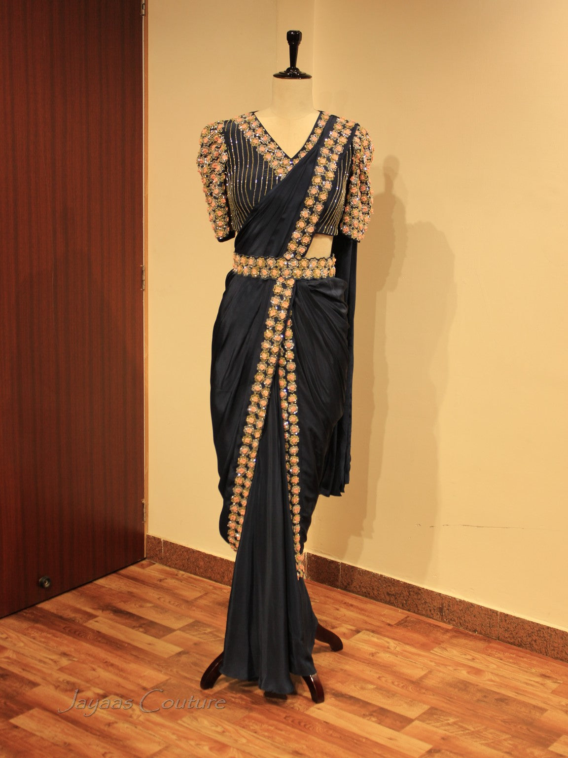 Persian Blue Pre stiched drape saree