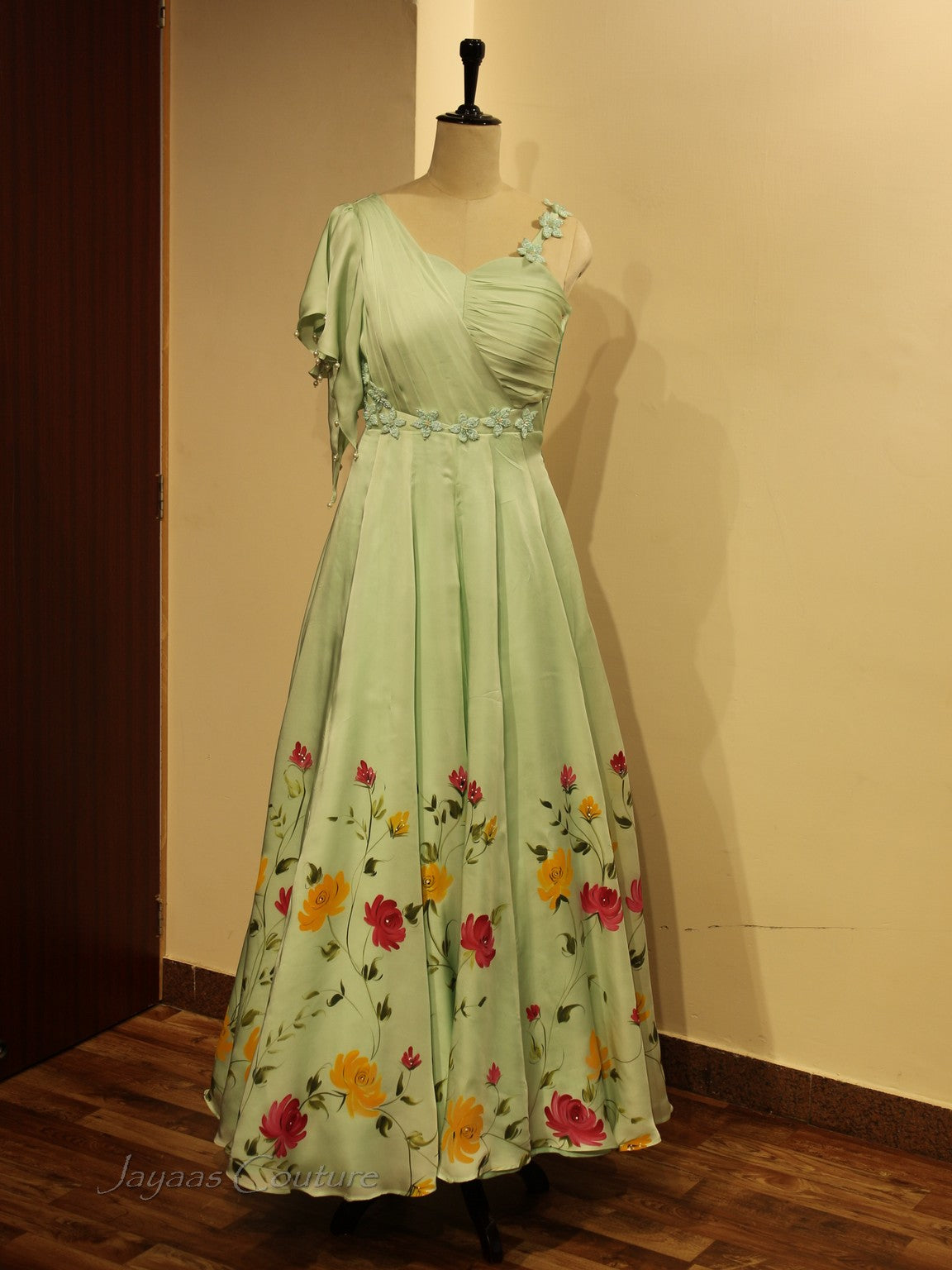 Green Hand painted Gown