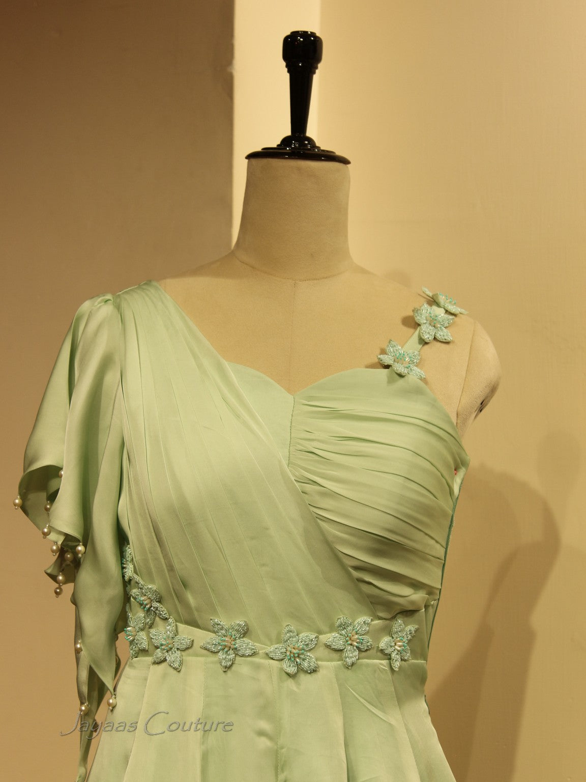 Green Hand painted Gown