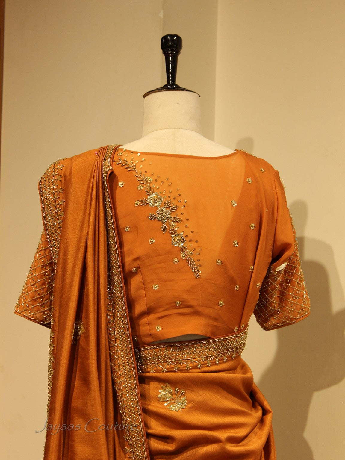 Bronze Orange saree with blouse