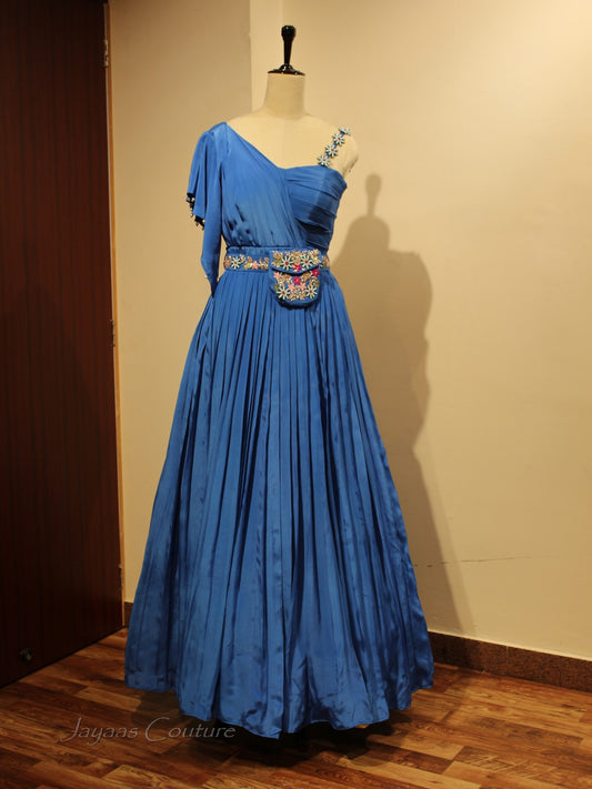 Blue gown with belt