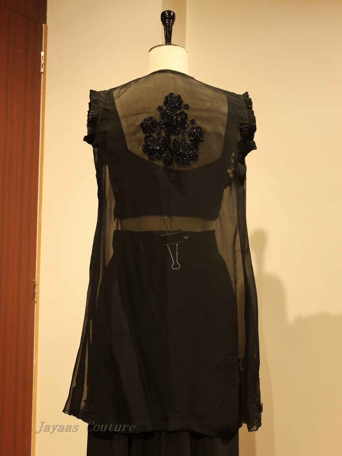 Black drape dress with cape