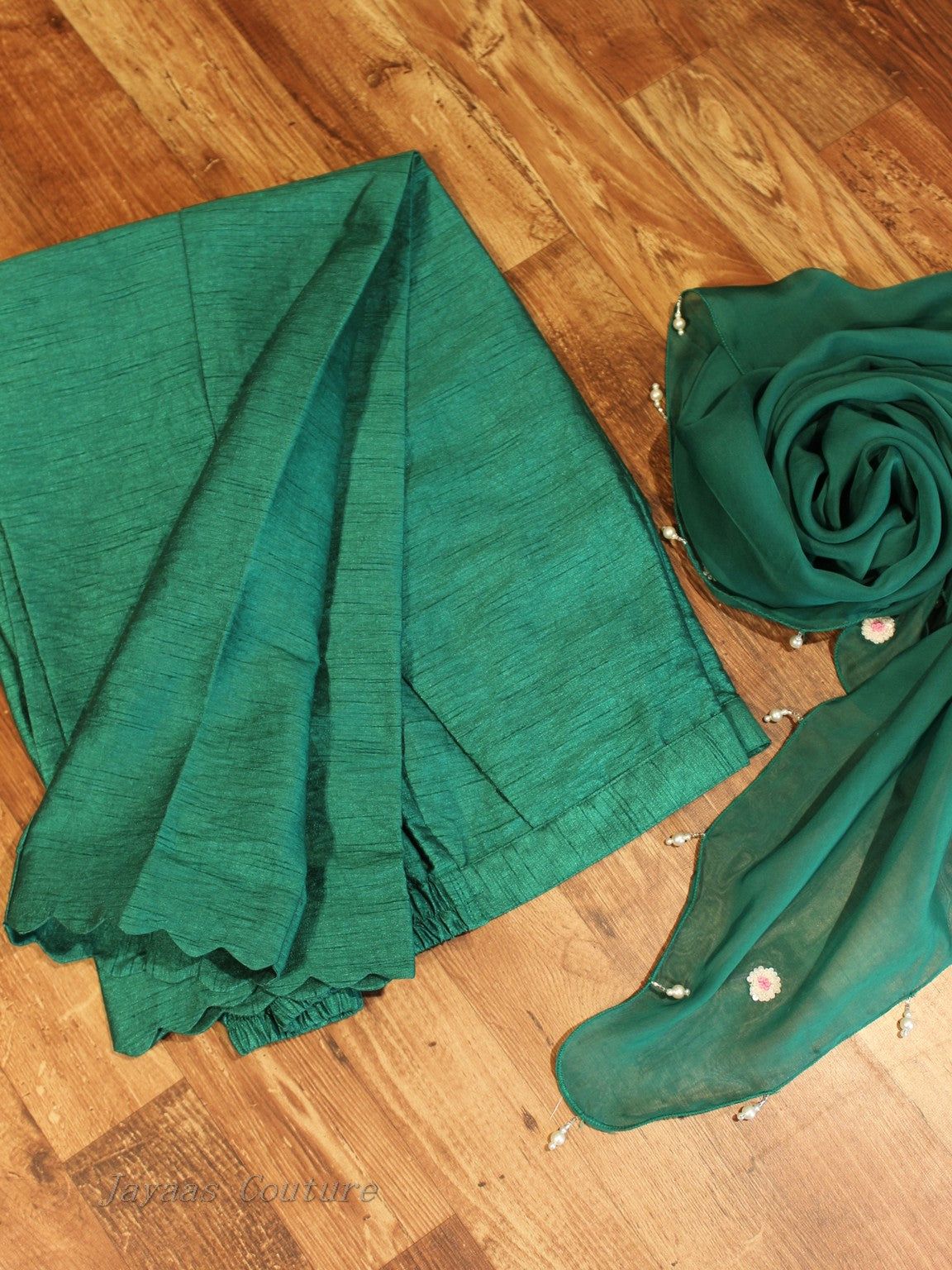 Sea green kurta pants with dupatta