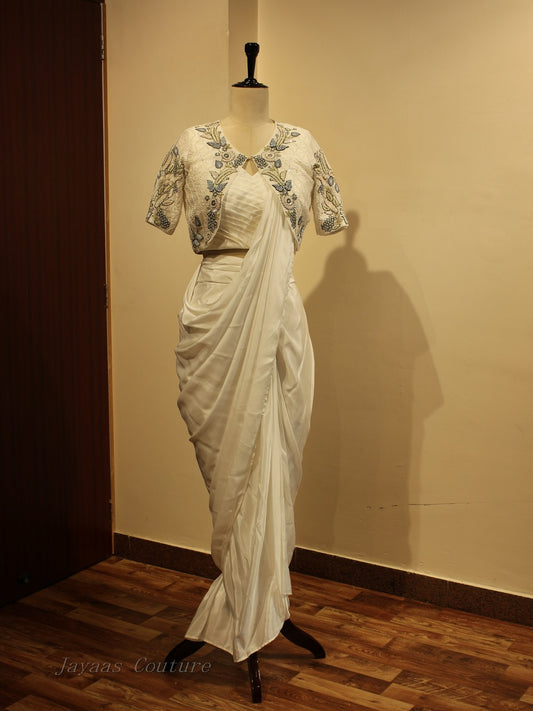 White drape saree