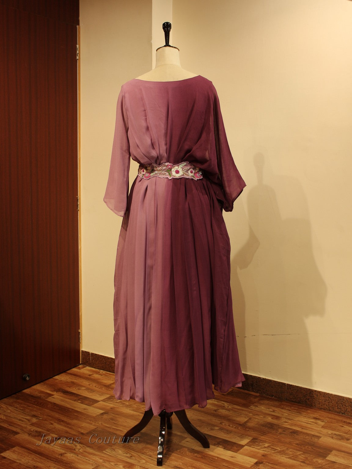 Mauve  shaded gown with belt