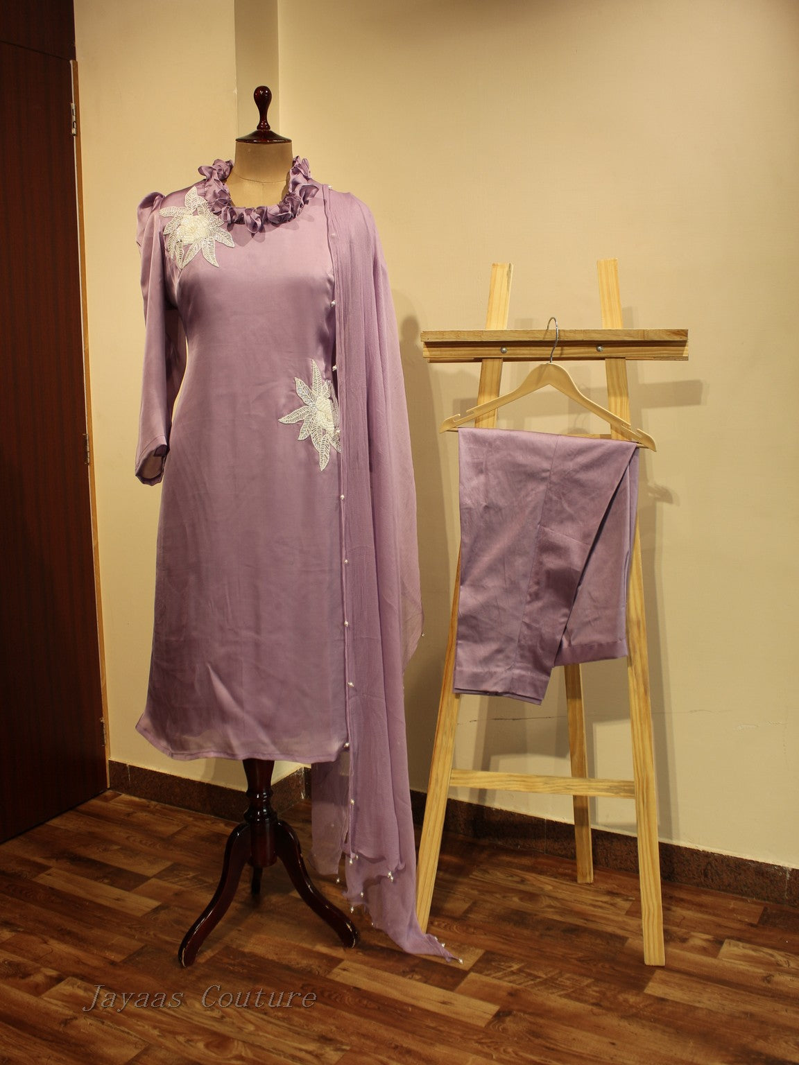 Lavander kurta with pants and dupatta