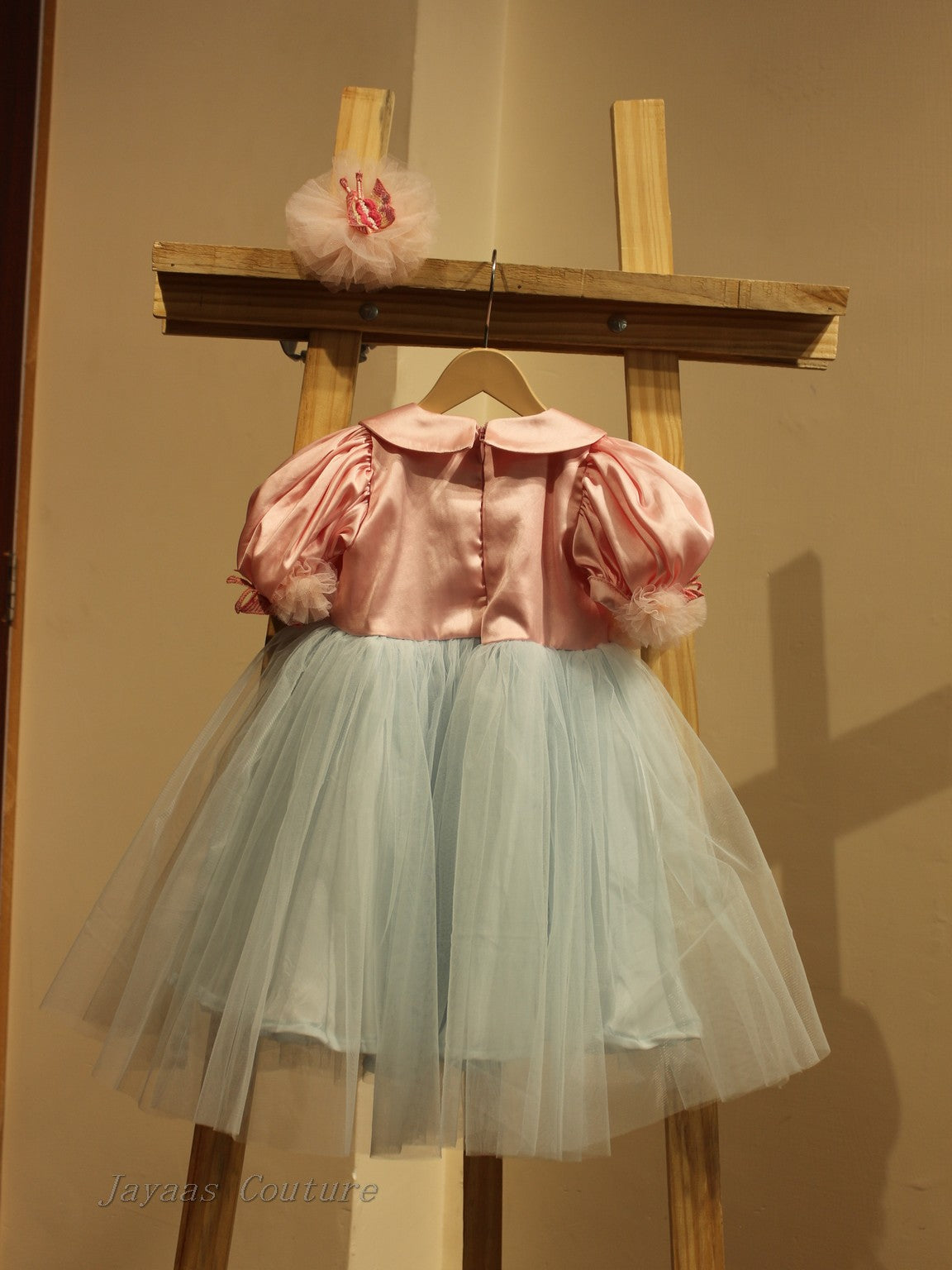 pink powder blue butterfly dress for kids