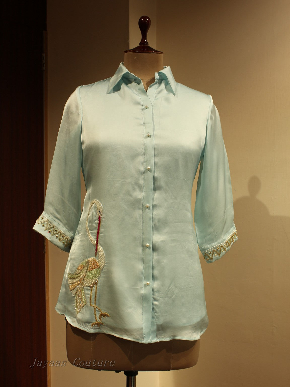 Powder blue Embroidered top
