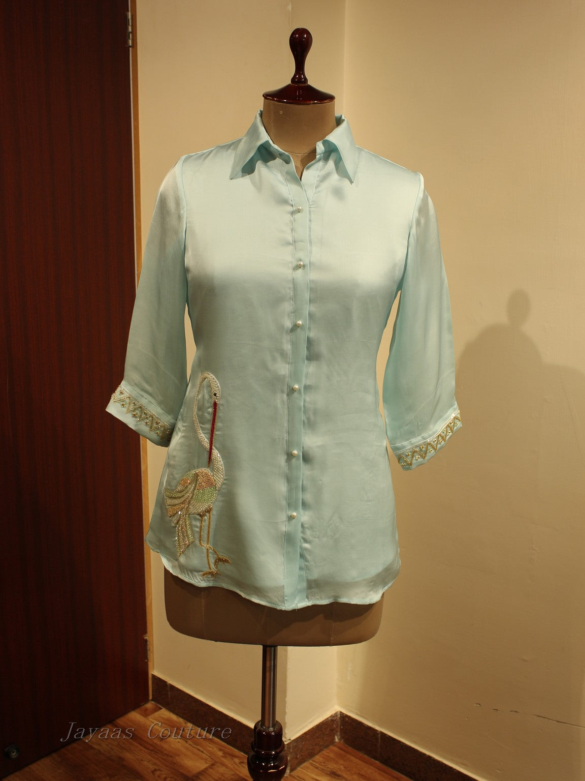 Powder blue Embroidered top