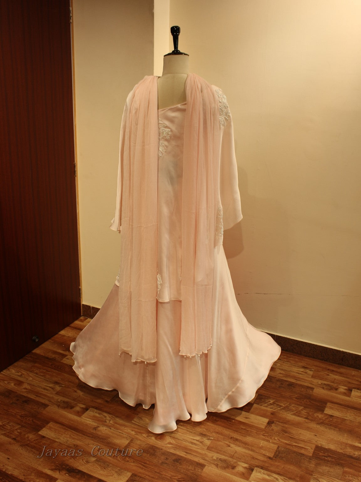 Blush pink top with skirt and dupatta