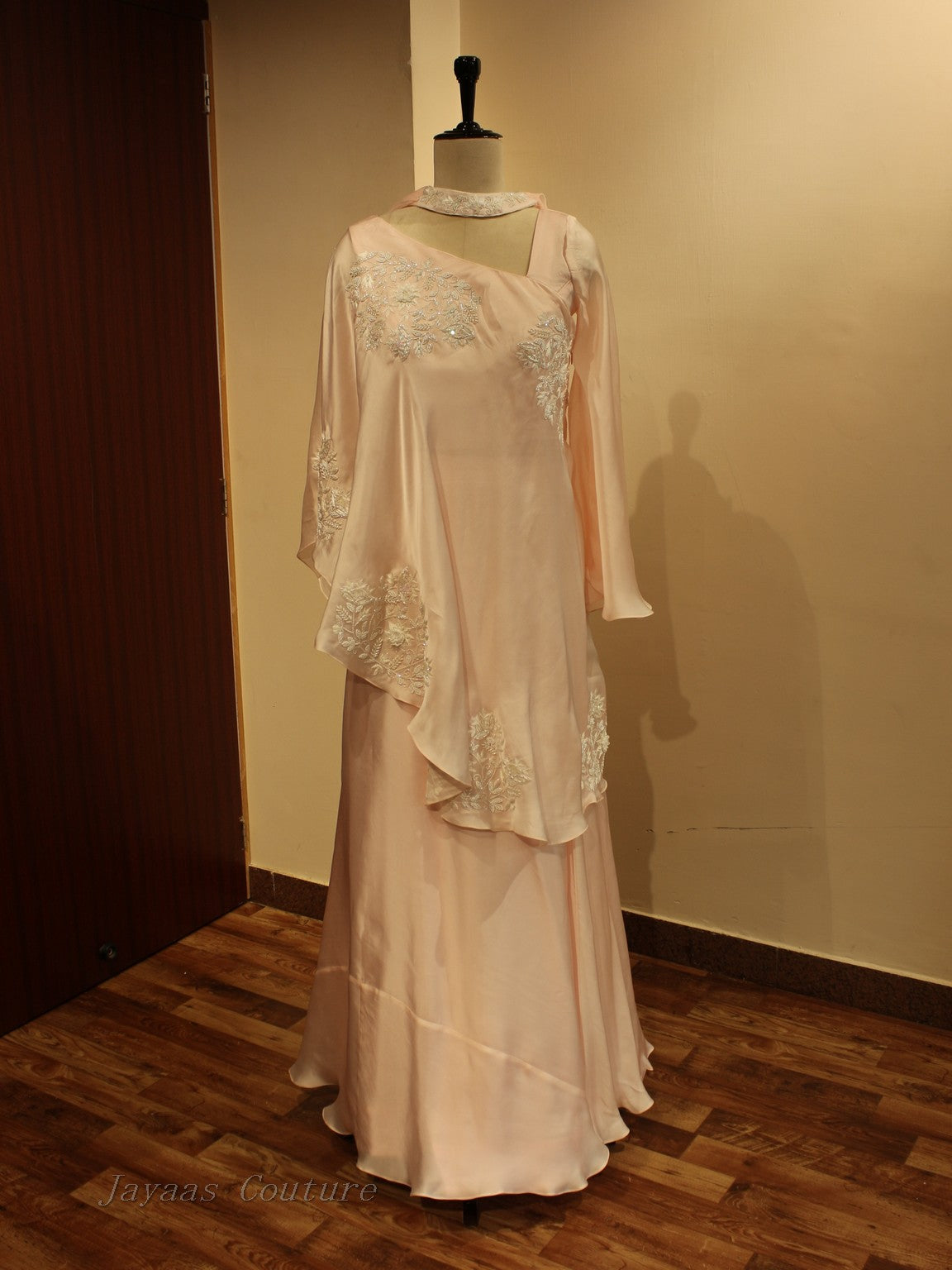 Blush pink top with skirt and dupatta